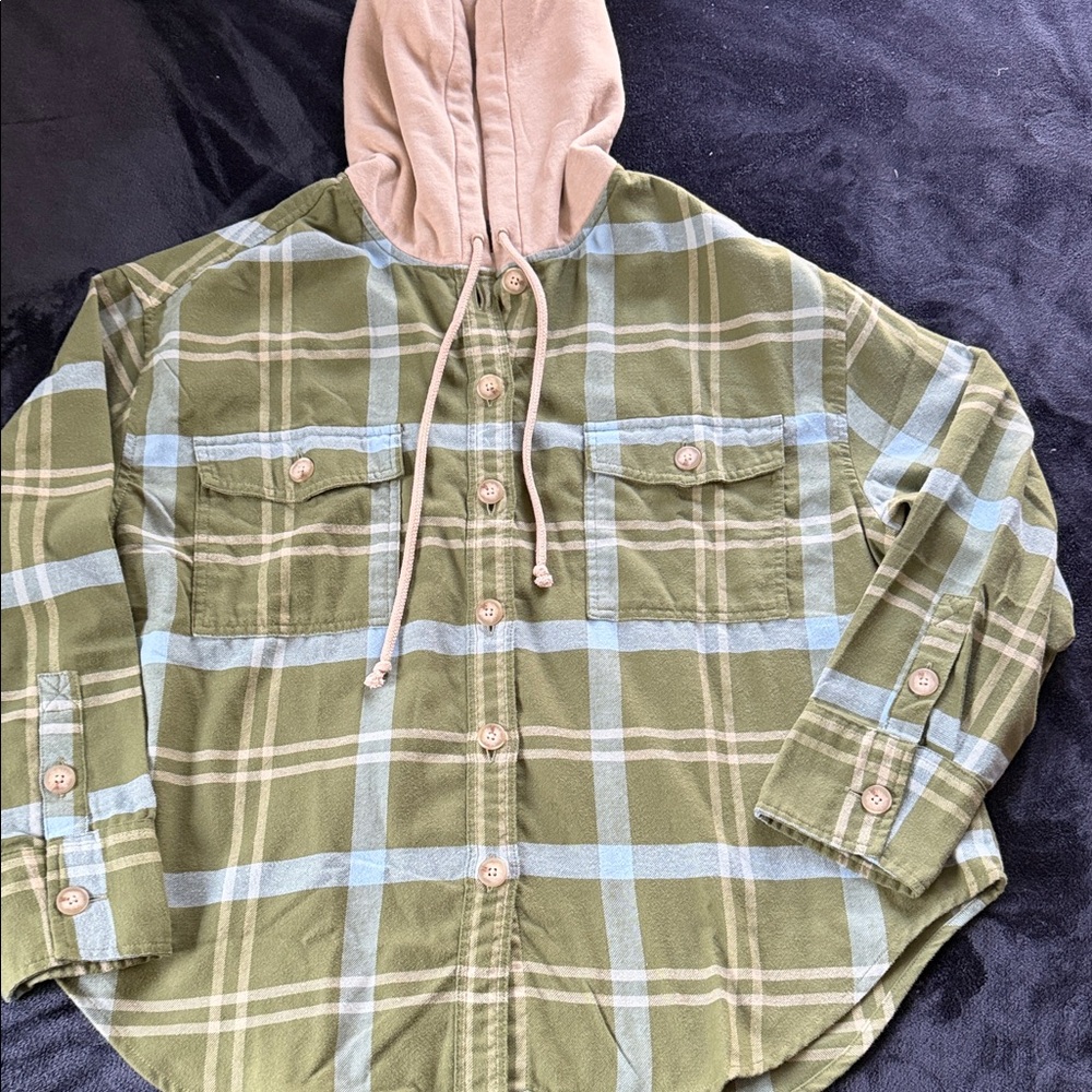 American Eagle Flannel Hoodie
